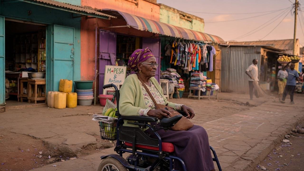Electric wheelchair in daily use in Nairobi, Kenya